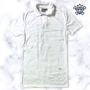ASOS MEN RUGBY COLLAR WHITE POLO MUSCLE FIT TOP SIZE SMALL CASUAL WEAR NEUTRAL